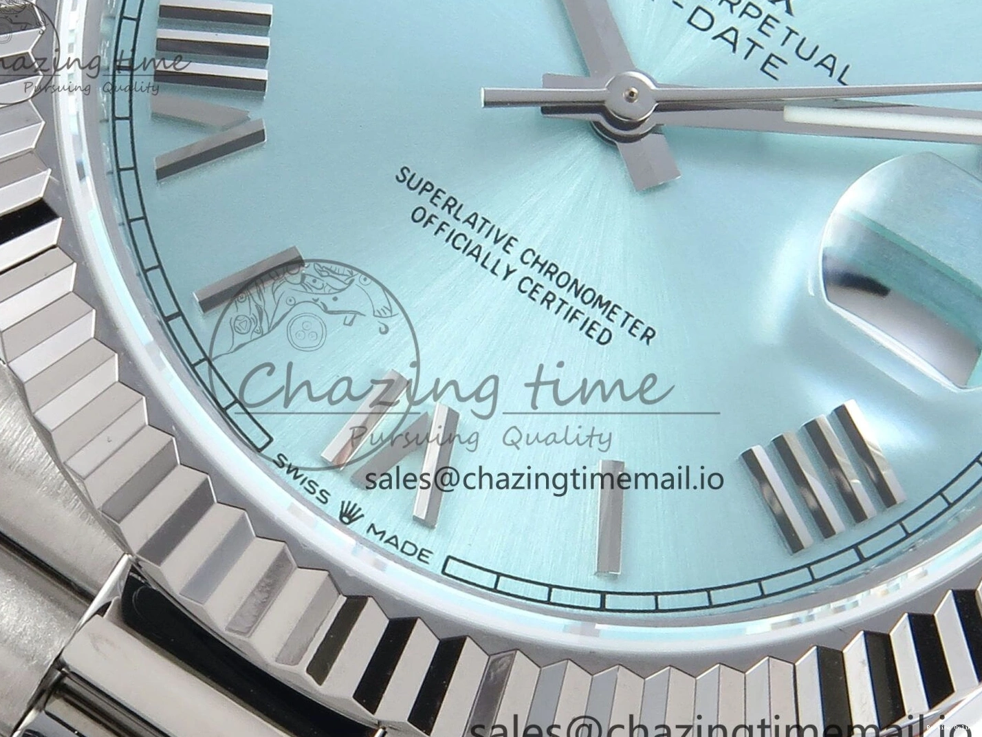 0403 Day Date 128239 36mm SS KF 1:1 Best Edition Tiffany Blue Roman Dial On President Bracelet A2836 (Gain Weight) Durable 639